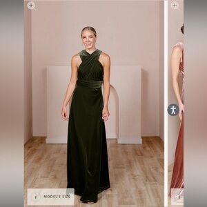 Revelry Micah Convertible Velvet Dress in Olive L